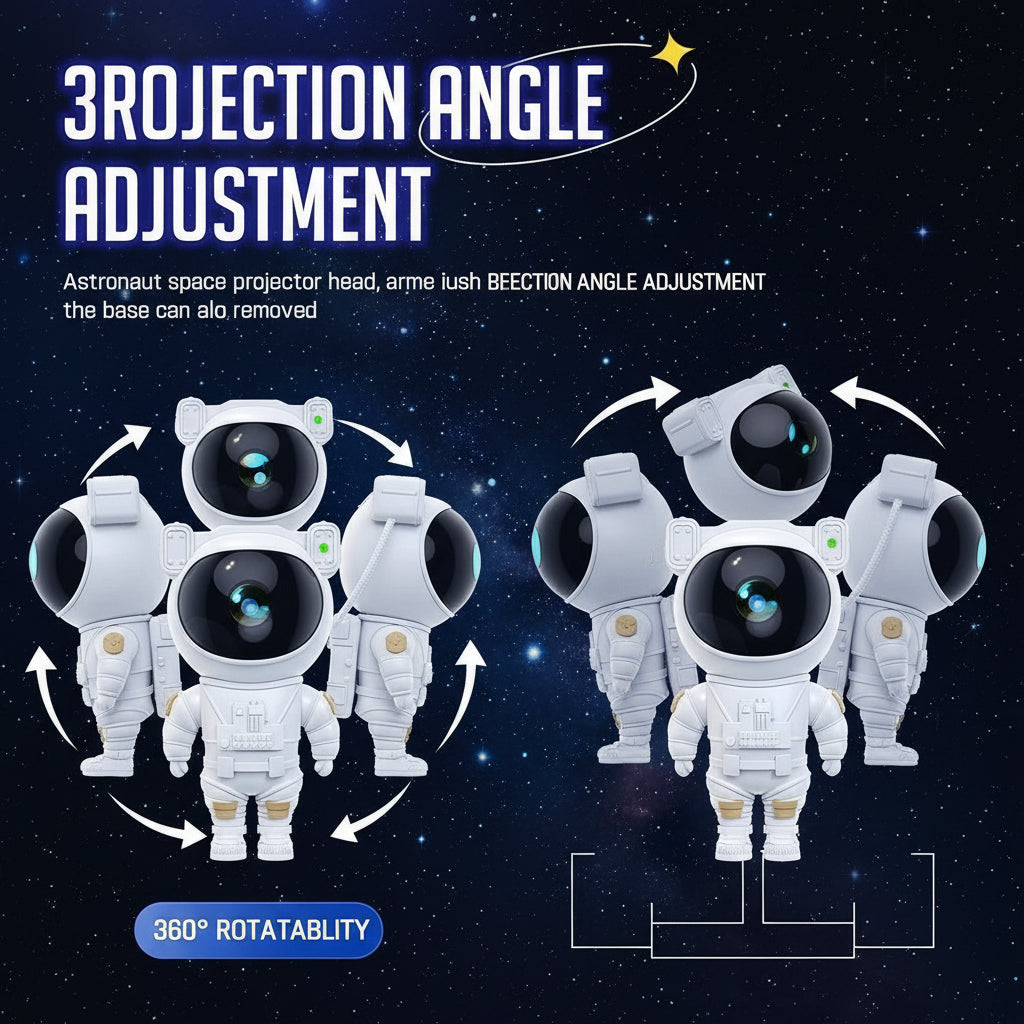 Astronaut Galaxy Projector - 360 Magnetic Head Rotation, Remote Control
